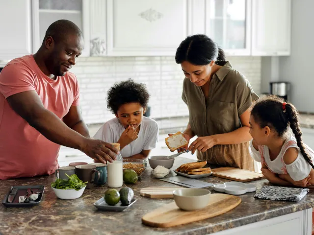 family cooking together